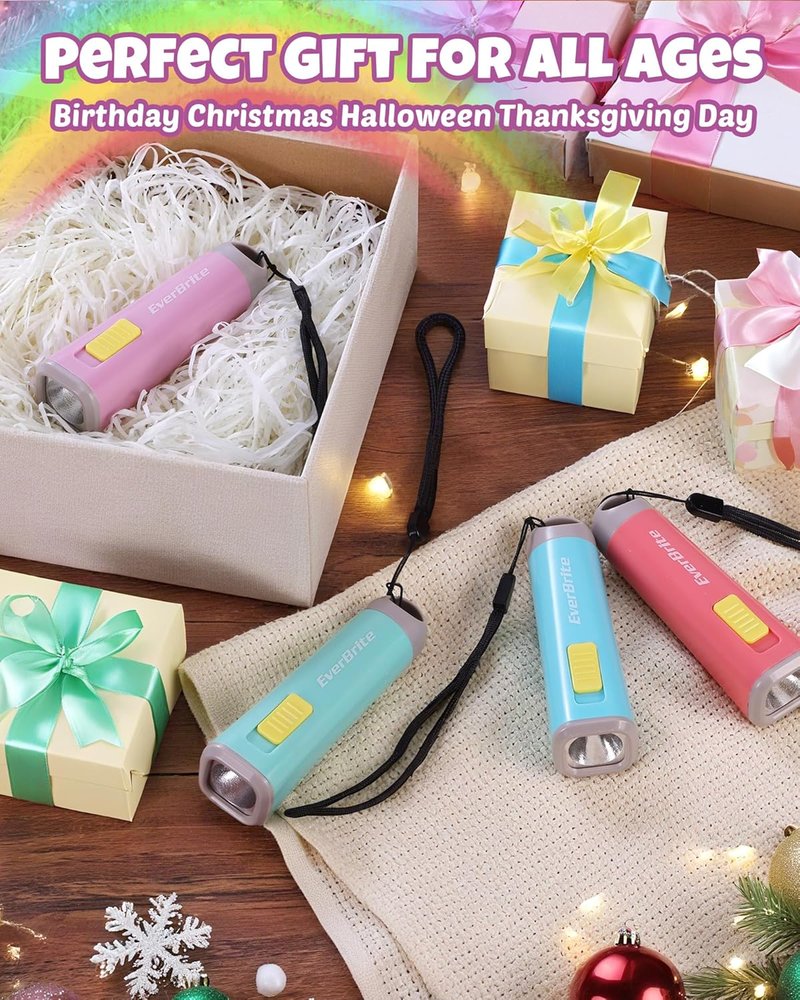 Mini LED Flashlight - Compact Emergency Torch with Lanyard | Pink, 3AAA Battery Included