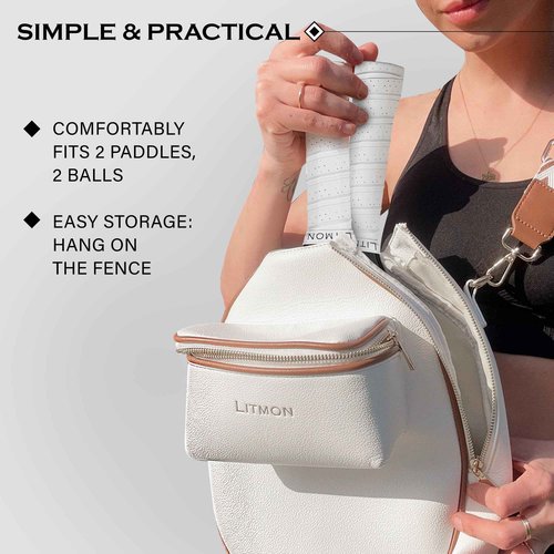 Pickleball Gifts for Women – Paddle Bag, Leather Crossbody with Adjustable Strap & Fence Hook – Stylish Everyday Design