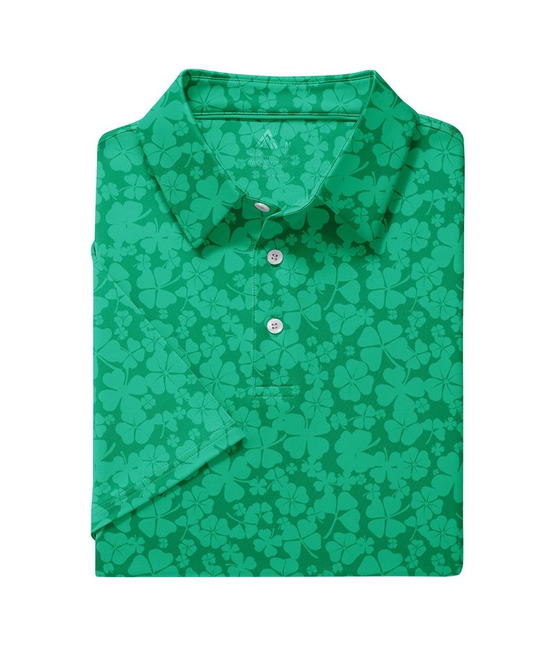 SWISSWELL St Patricks Day Shirt Men Green Patterns Polo Shirts for Men Short Sleeve Performance Rugby T Shirts Spring XL