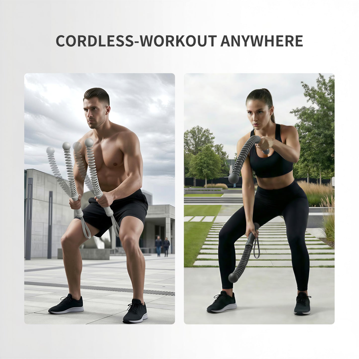 PROIRON Cordless Battle Rope Weighted Ropeless Battle Ropes for Home Gym Workout Exercise Rope for HIT Training Rope for Men & Women Grey