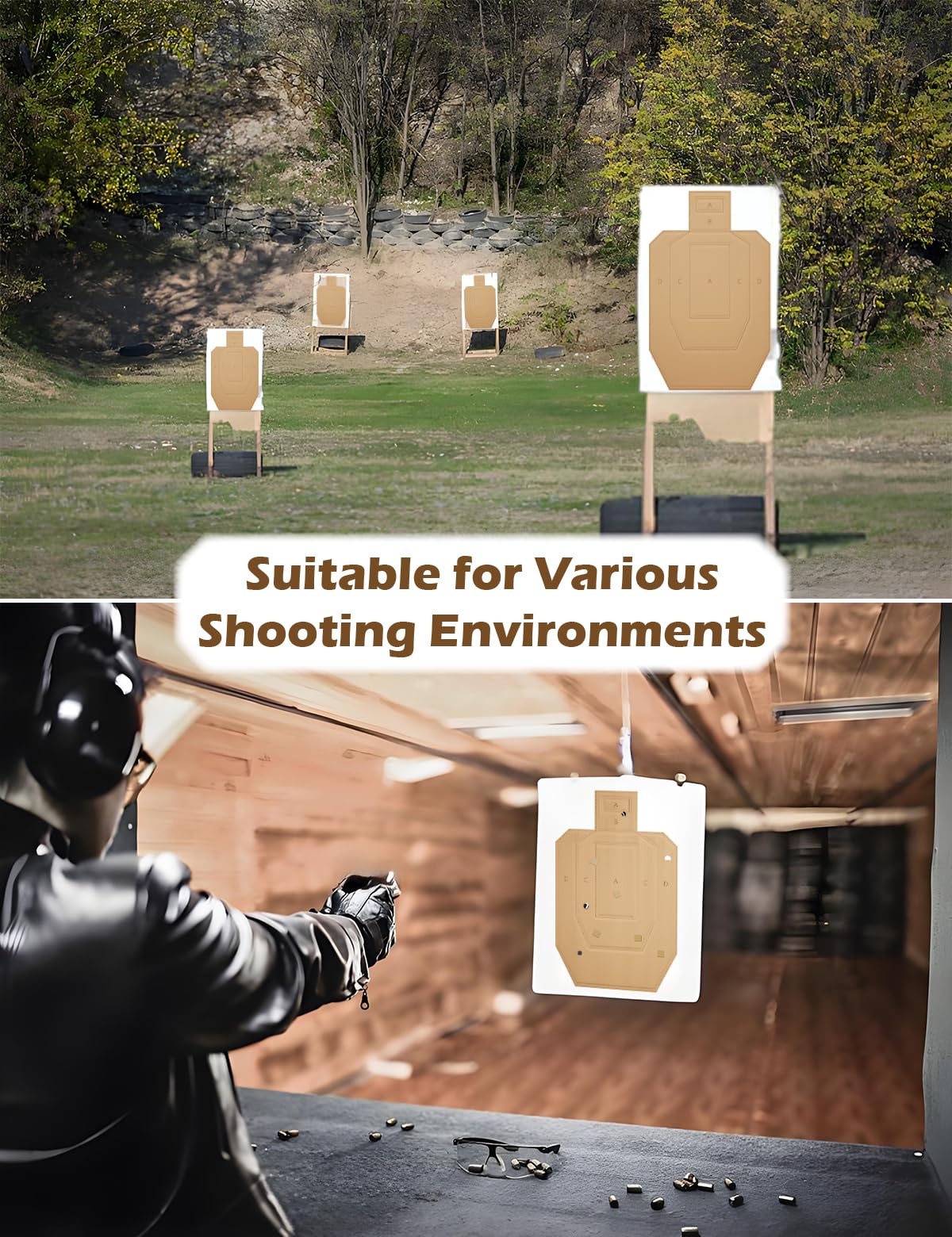 LAKINGO Cardboard Targets for Shooting, 30x18in Classic Silhouette Target with 1000 Pcs Square Target Pasters, Tactical Training