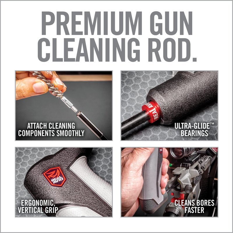 Real Avid One Piece Gun Cleaning Rod, 9" Carbon Fiber Rod for Handgun Cleaning & Pistol Cleaning, One Piece Rod for Gun Cleaning Supplies,Grey/Black