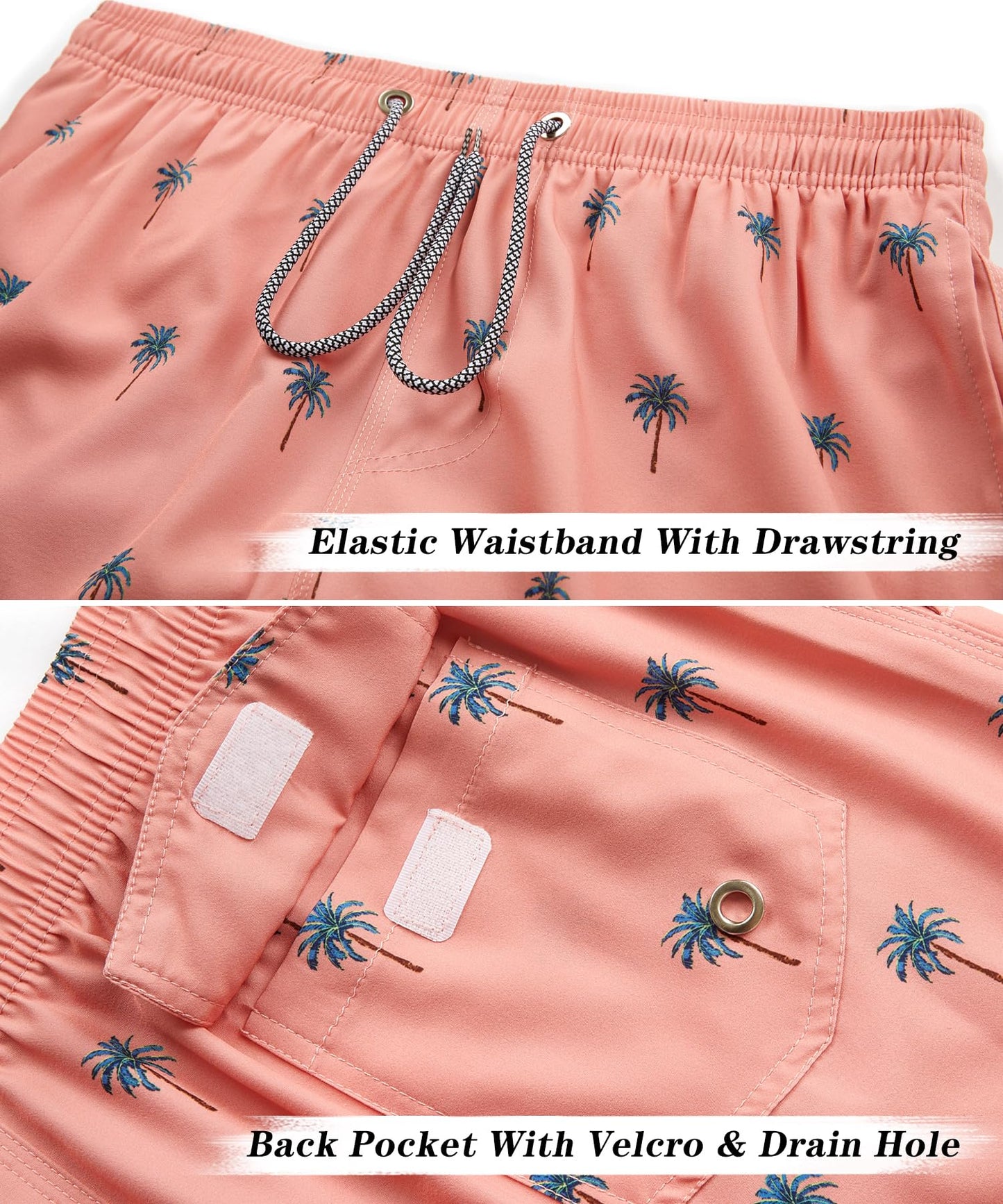 ELETOP Men's Swim Trunks Quick Dry Bathing Suit Swimming Board Shorts Mesh Lining Beach Swimwear Orange Pink XL