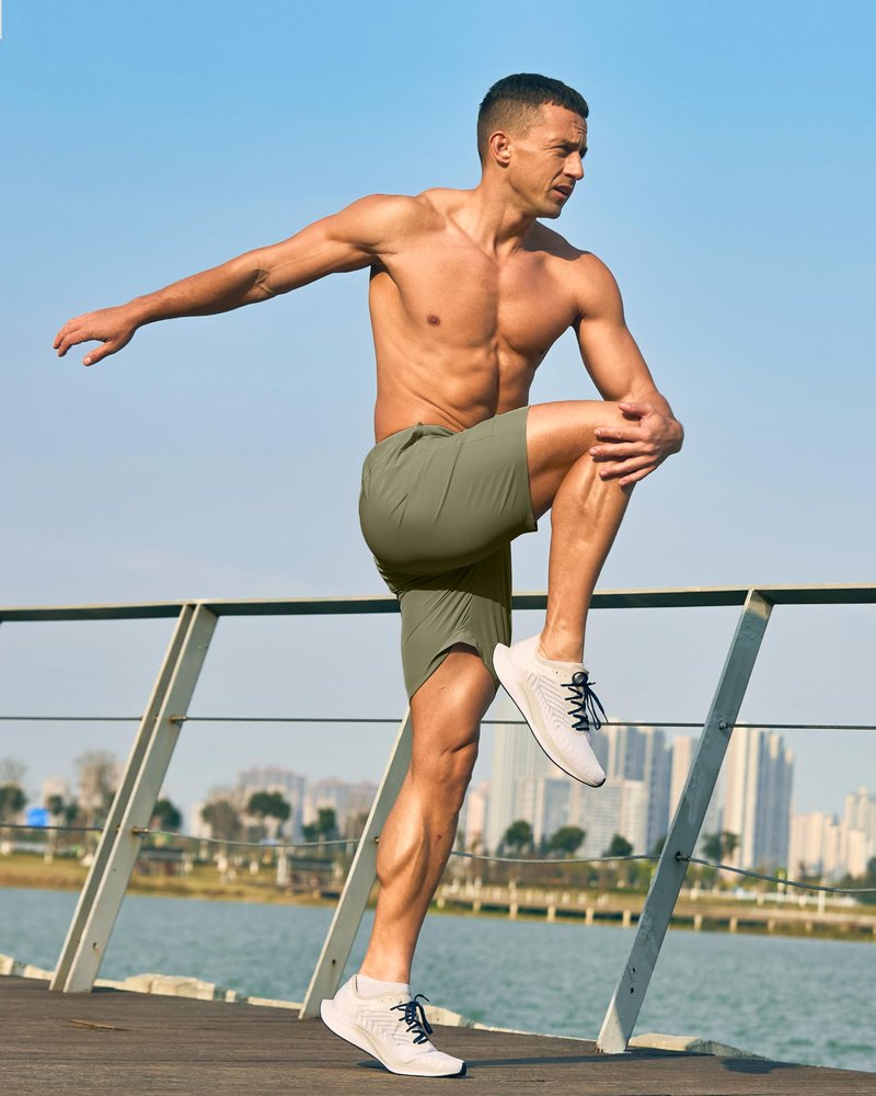 Men's Athletic Running Shorts with Zipper Pockets Quick Dry 7"/ 5"/ 9" Workout Gym Shorts for Basketball Hiking(Sage Green,7XS)