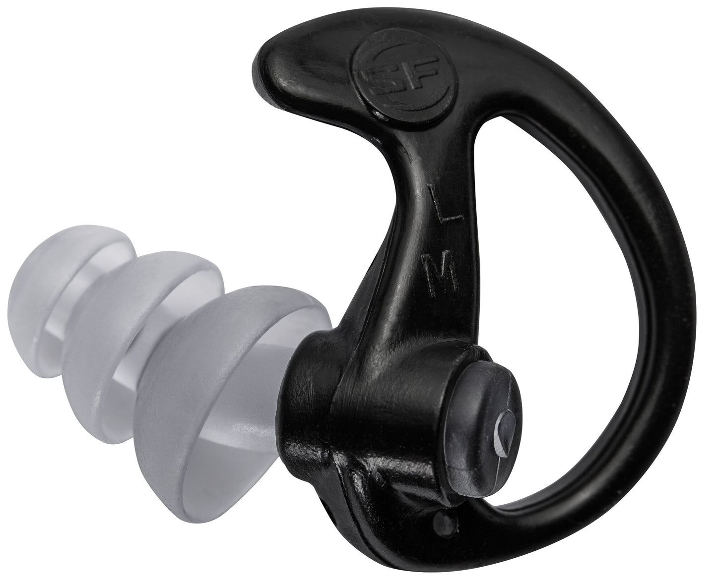 SureFire EP5 Sonic Defenders Max Full-Block Earplugs, triple flanged design, reusable, Black, Medium
