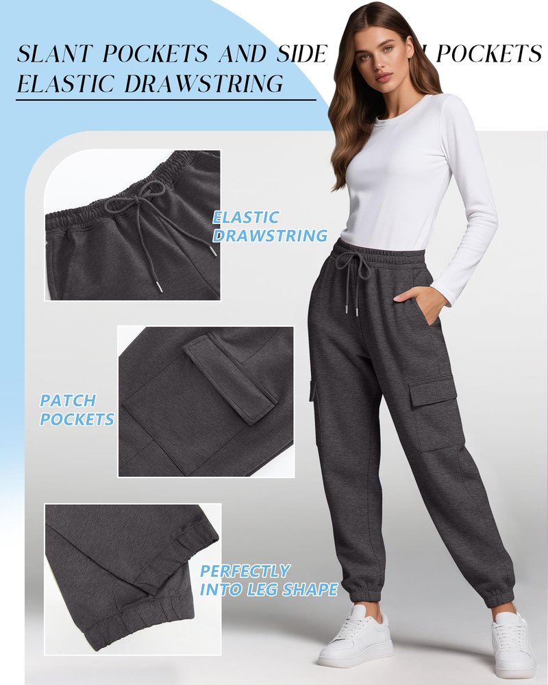 Neer 3 Pack Women's Cargo Sweatpants Joggers Pants Causal Gym Athletic Workout High Waist Bottom Y2k Fall Outfits with Pocket(Black, Dark Grey, Light Grey,Small)