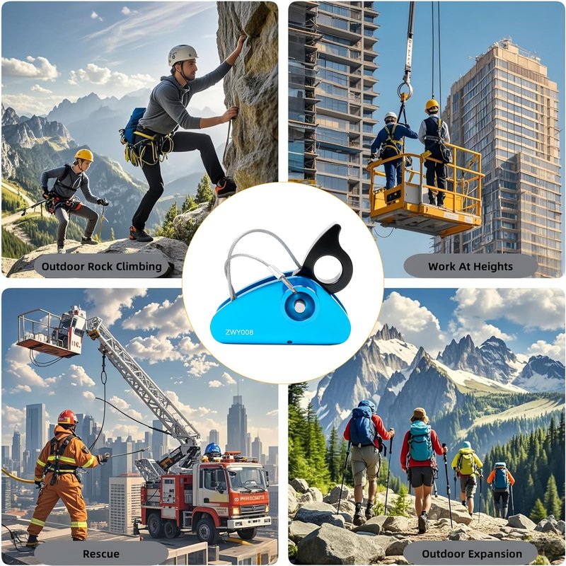 ZiBeiLe Detachable Rope Grab Ascender, Gravity Grabber Fits 11-13 MM Rope, 15 KN Load Capacity, Ideal for Rock Climbing, Tree Climbing and Rescue