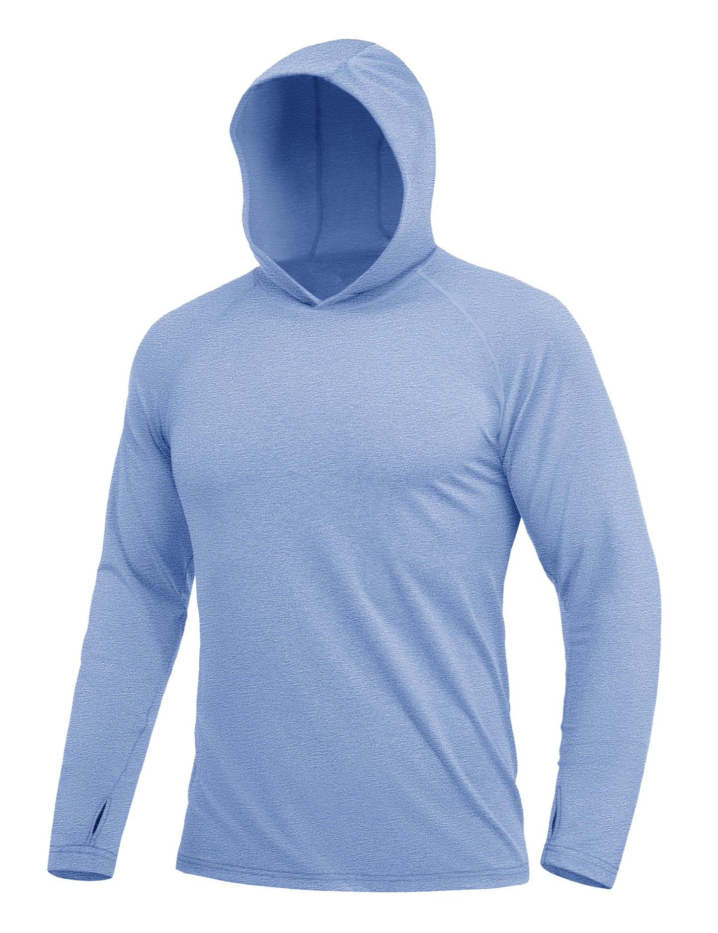 MAGCOMSEN Mens Long Sleeve Sun Hoodie Lightweight UPF 50+ Sun Protection Rash Guard Quick Dry Athletic Swim Water Shirts Light Blue, XL
