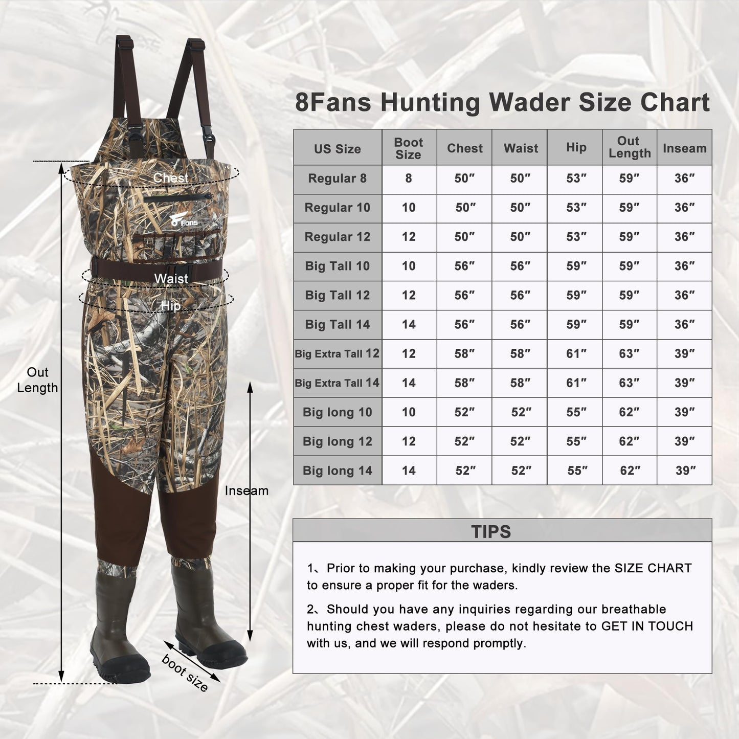 8 Fans Breathable Hunting Waders,1000G Insulation Boots with Removable Insulated Liner for Duck Hunting (Next Camo, 8-14) (Stout-10)