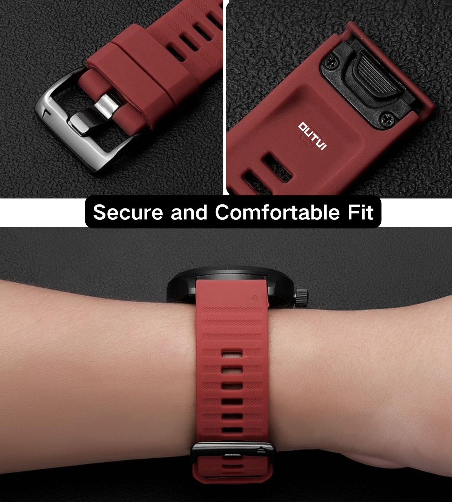OUTVI 26mm watch band compatible with garmin fenix 5x 6x Pro 7x 3 hr rugged silicone quick fit 26 strap replacement for Epix Pro Gen 2 51mm Enduro 2 Descent Mk1 Mk2 Mk2i Mk3i tactix men women Blue