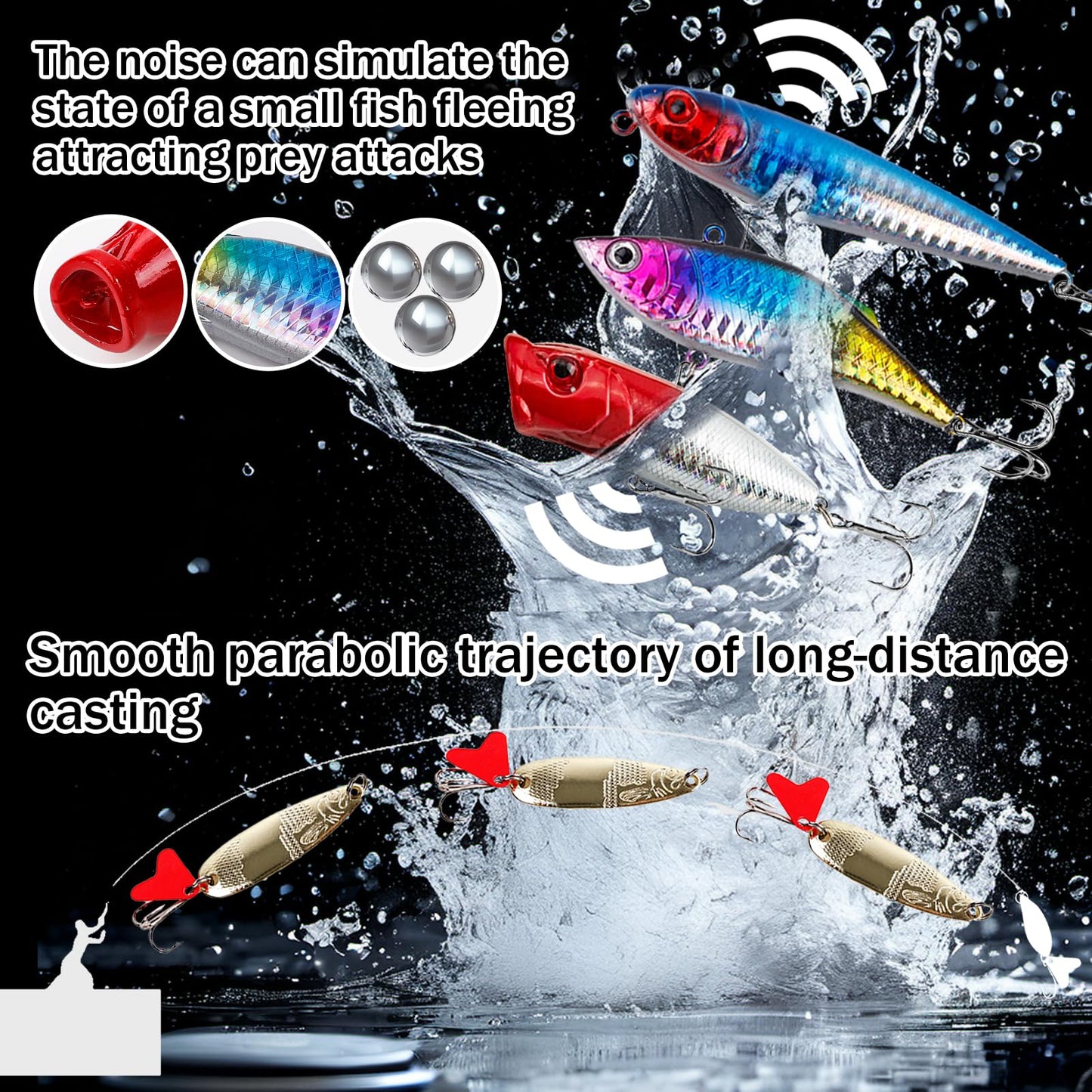 Balifly Bass Fishing Lures Kit Freshwater Fishing Tackle Set Include Topwater Lures Spoon Lures Soft Plastic Baits Hooks Snap Swivels for Freshwater Saltwater Fishing Started Kit FS/TZ-02(77pcs)