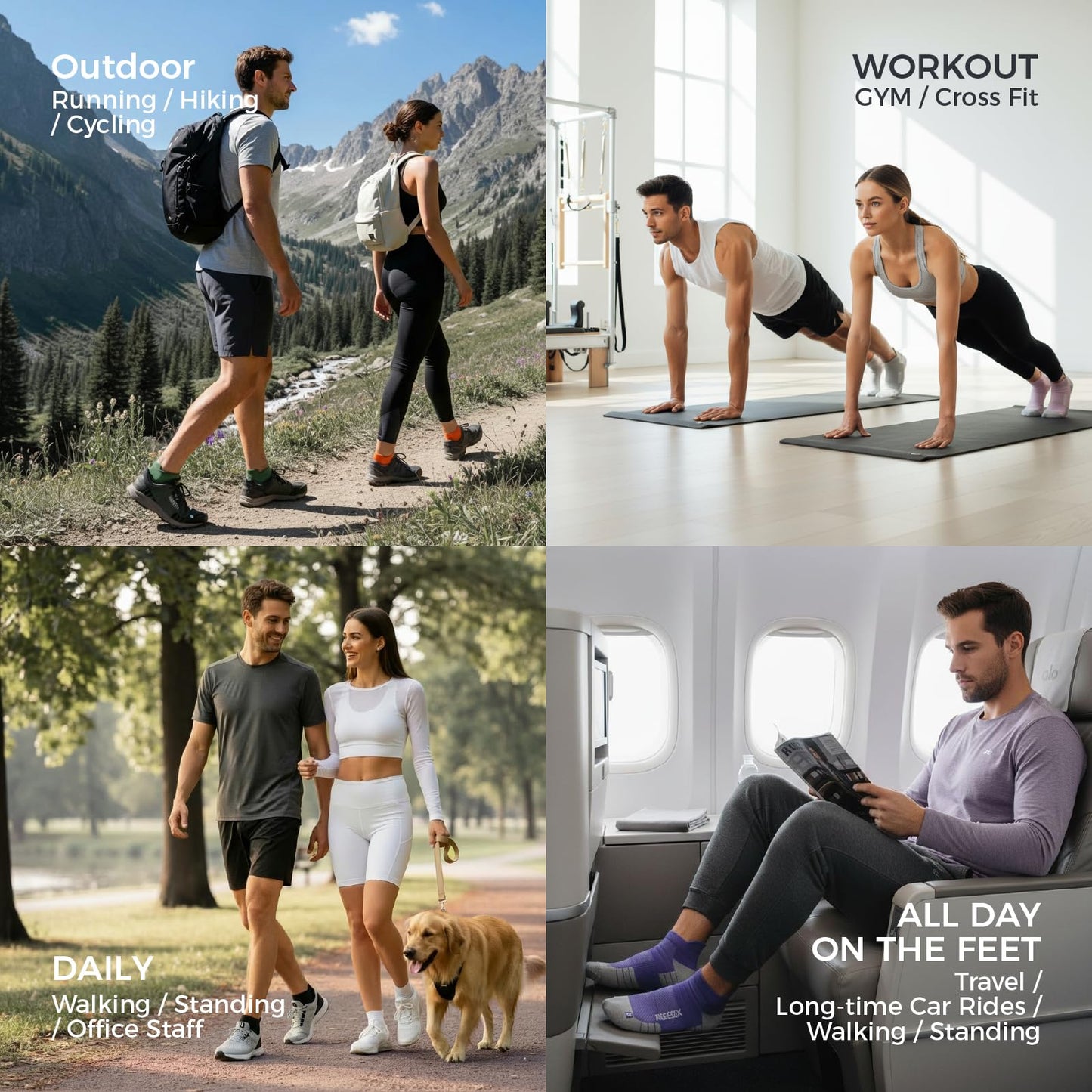 musesox Ankle Compression Socks for Women and Men,Low Cut Compression Running Socks with Arch Support(6 Pairs) Best for Sports,Workout,Travel,Daily,Black,White,Gray,Unisex,Large