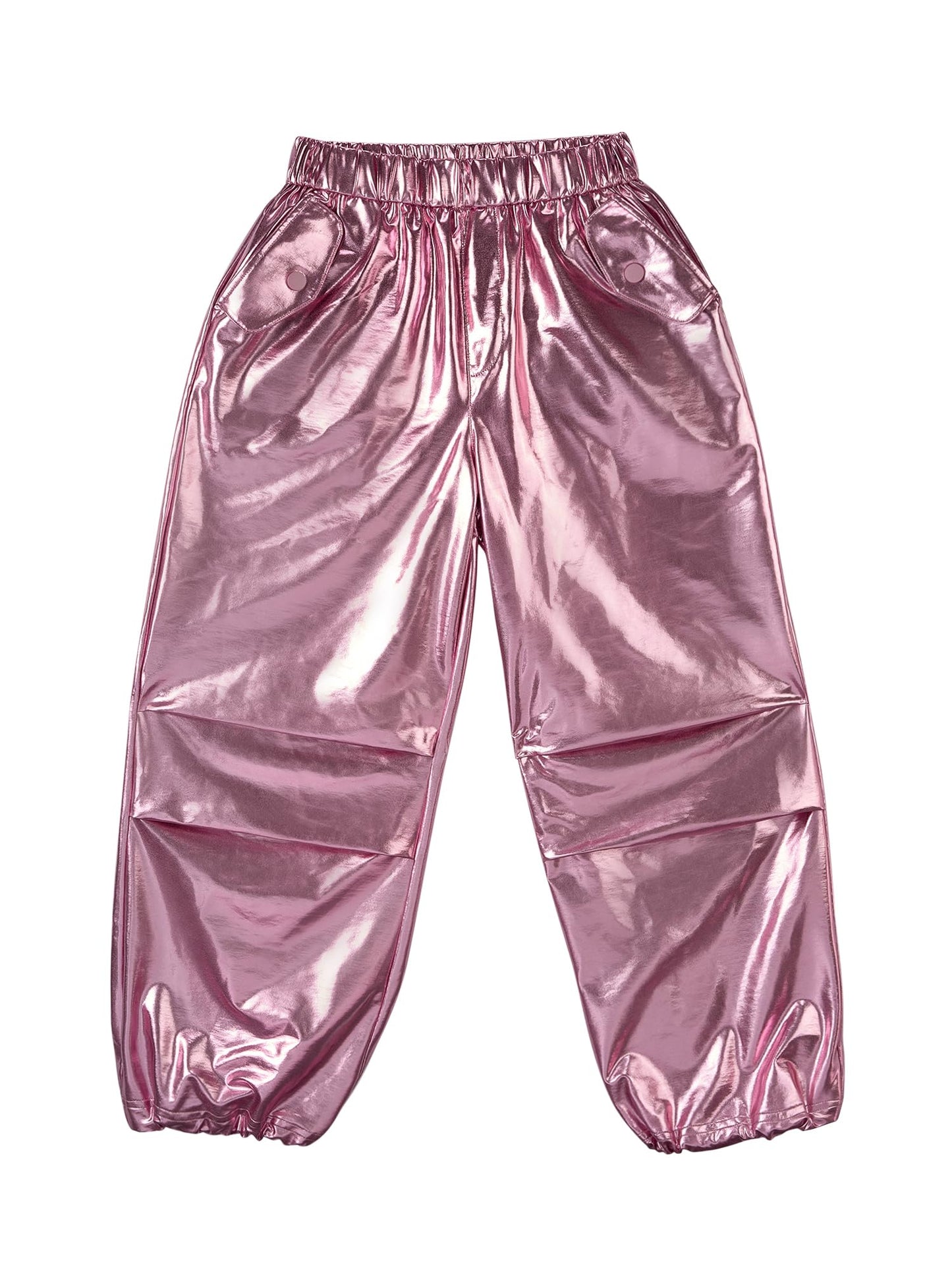 Stelle Girls Metallic Hip Hop Pants Shiny Cargo Joggers Pant