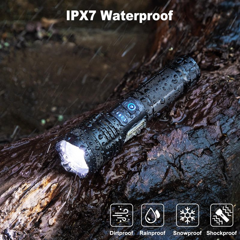 KINGCAESAR 3 Pack Rechargeable Flashlights 90,000 High Lumen, Ultra Bright LED Flash Light for Home, High Powered Flashlights with 7 Light Modes, IPX7 Waterproof for Camping