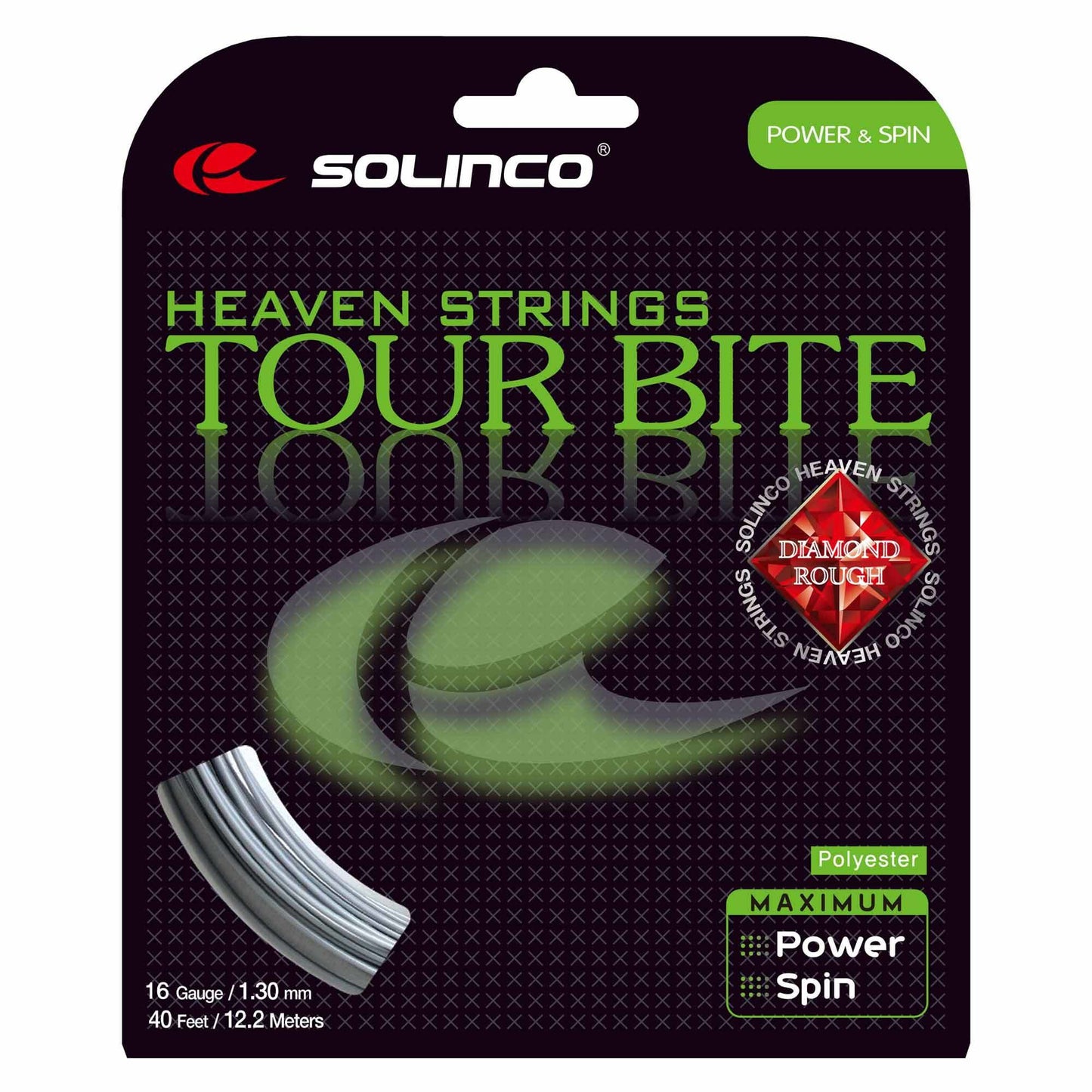 Solinco Tour Bite Diamond Rough (16-1.30mm) Tennis Strinig (Silver)