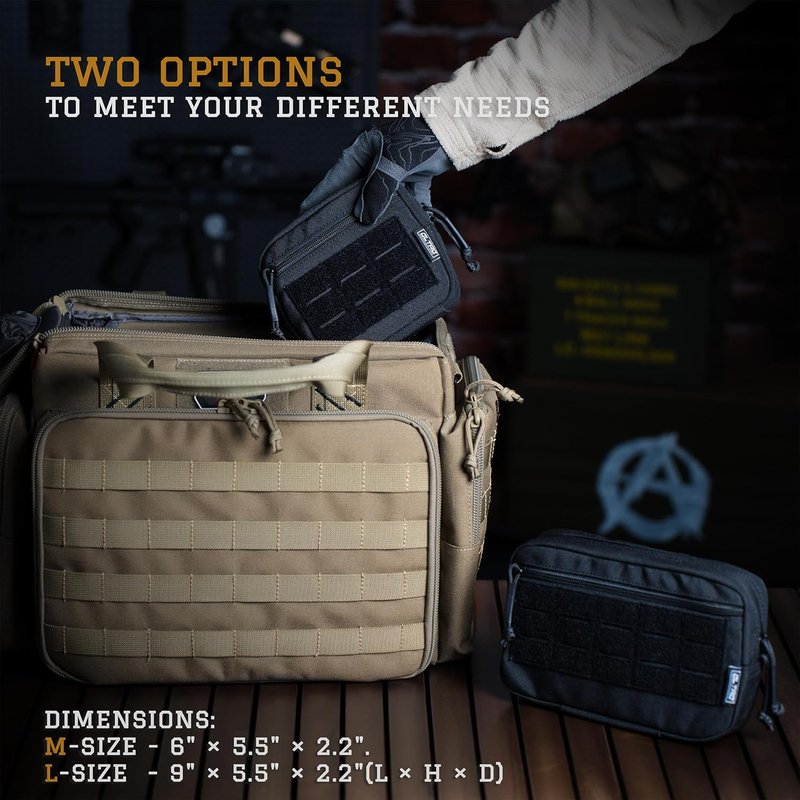 Tactical Molle Admin Pouch - EDC Tool Bag with US Flag Patch & D-Ring | Horizontal Modular Design