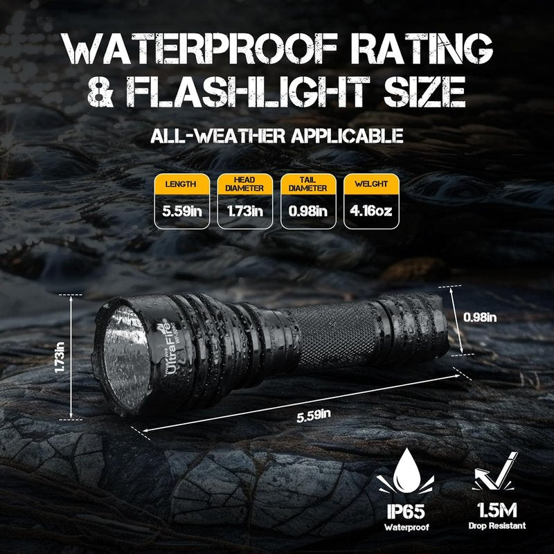 10W Green Hunting Flashlight - Ultra Bright LED Tactical Light for Night Hunting | 273-Yard Range, Single Mode