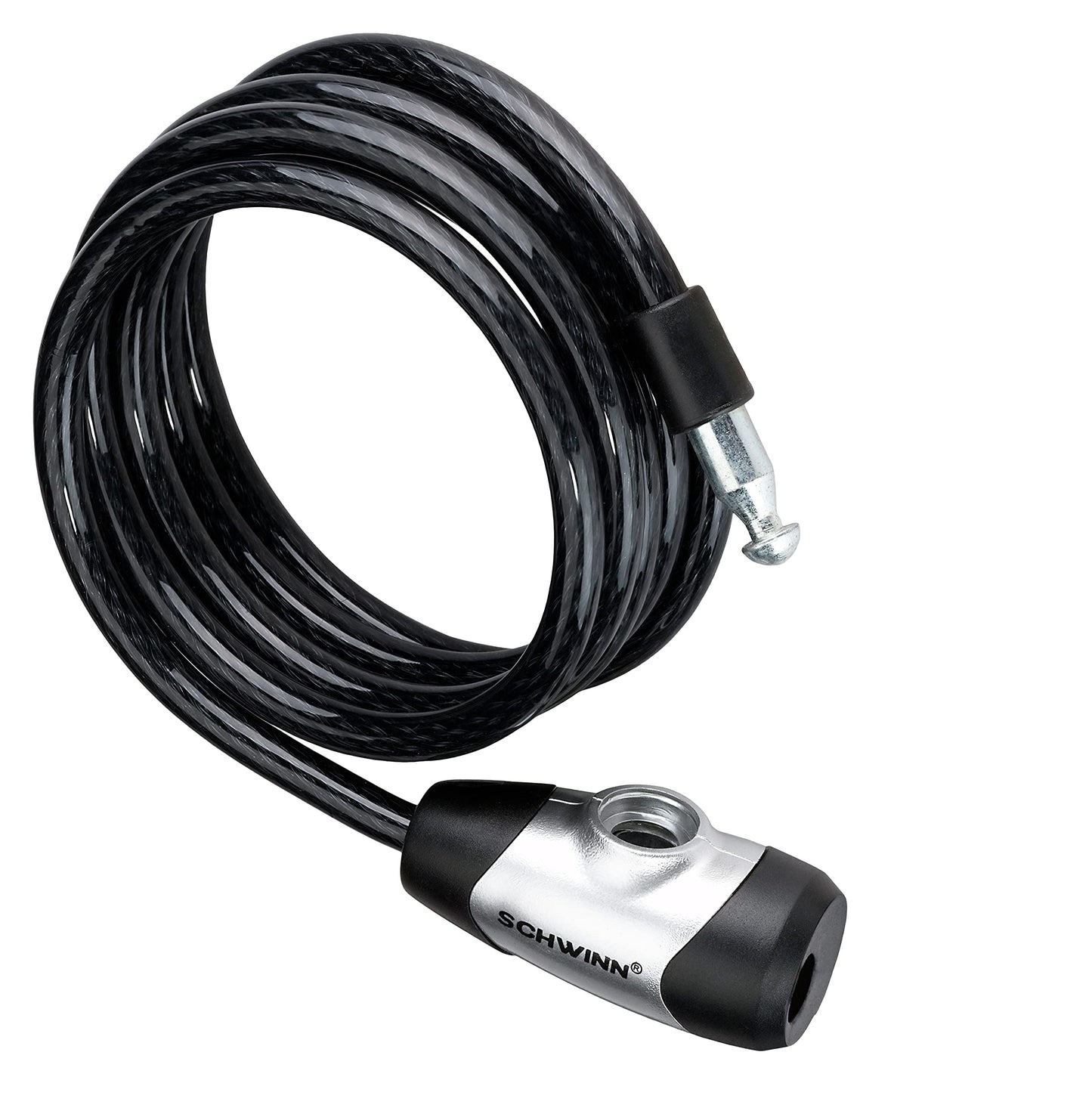 Schwinn Bike Cable Lock with Keys, 6 ft x 8 mm, Black, Durable Steel, Protective Vinyl Cover, Carrying Bracket for Transport, Anti Theft Protection, Bike Lock Cable for Security