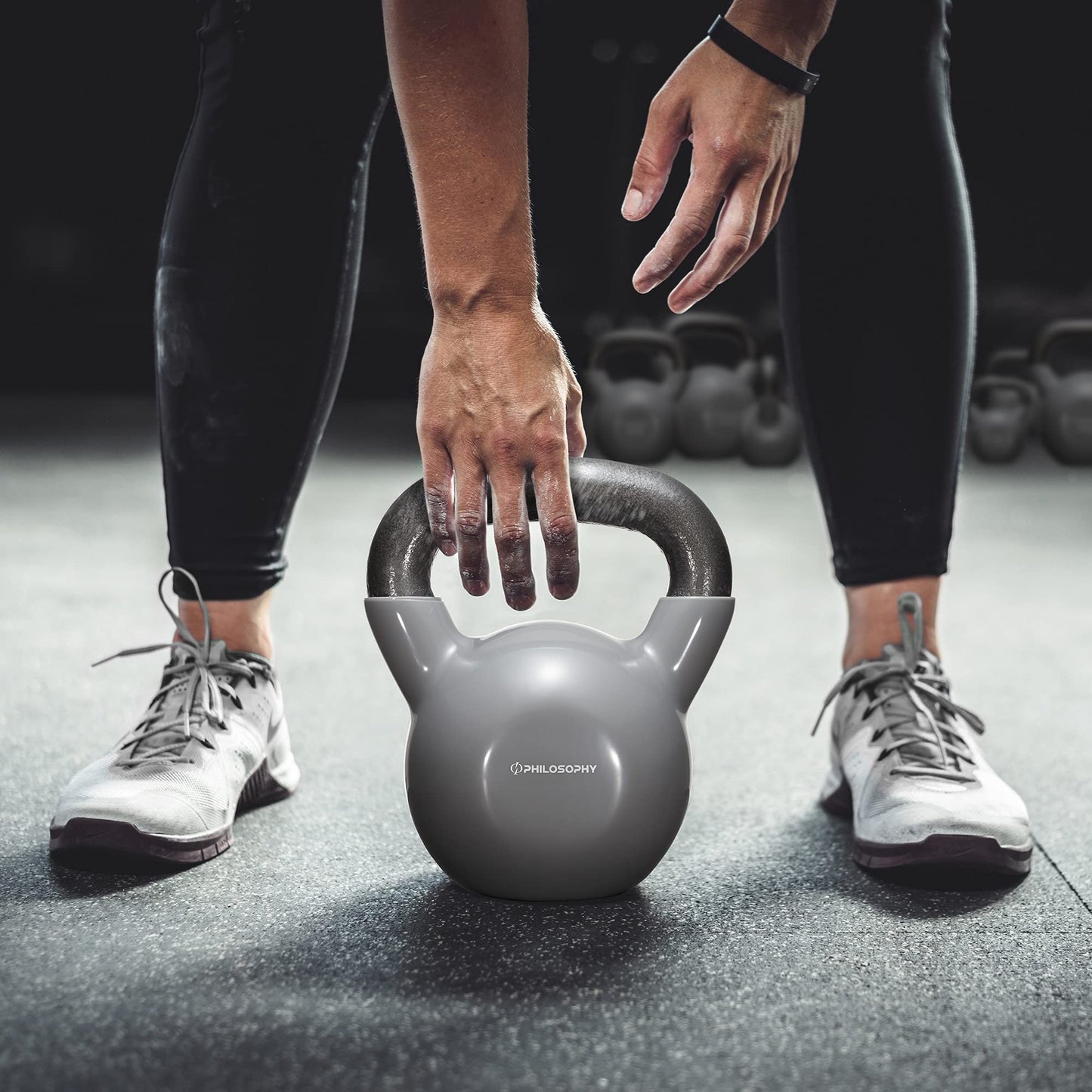 Philosophy Gym Vinyl Coated Cast Iron Kettlebell Weight 50 lbs - Black