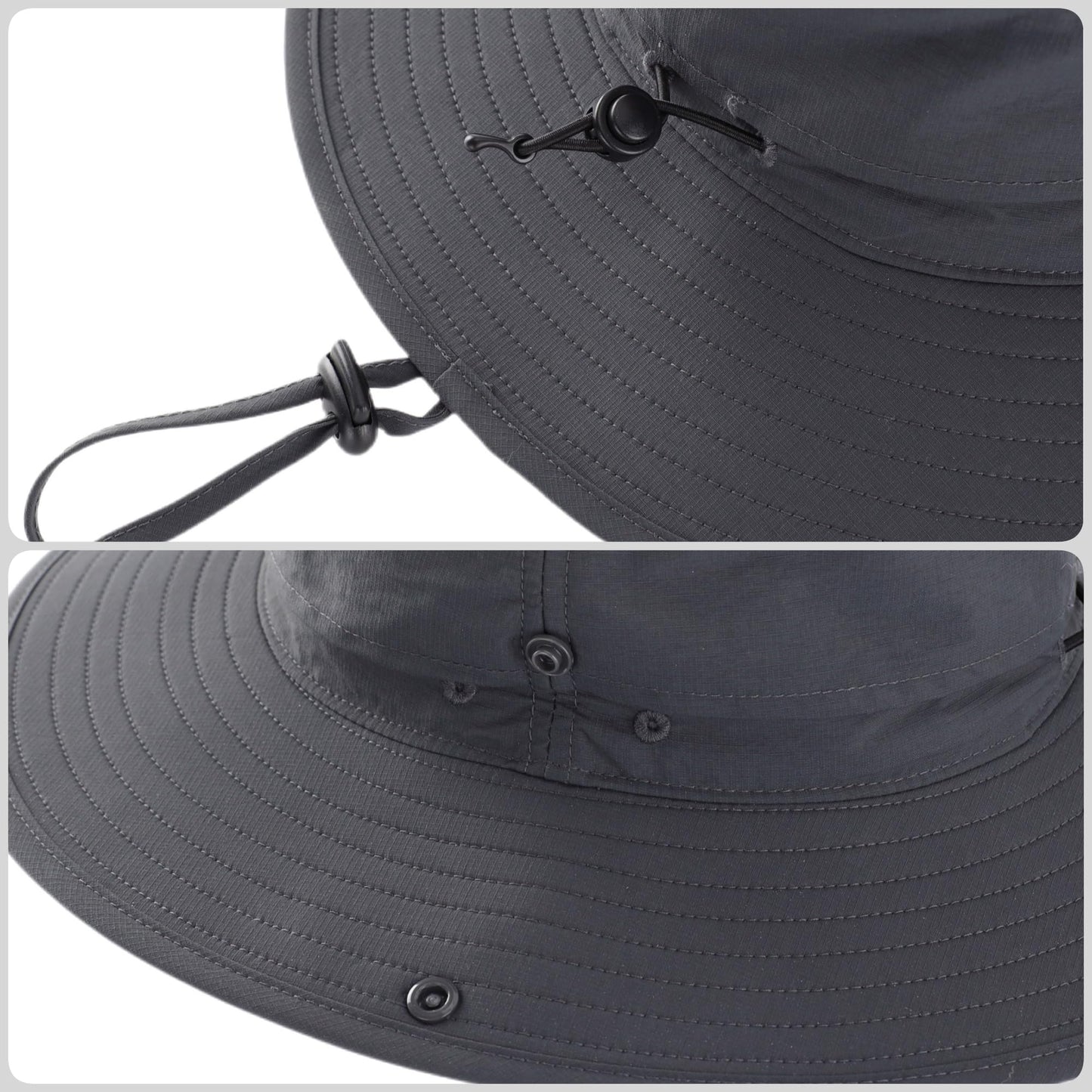 Connectyle Men's Cowboy Sun Hat Wide Brim Fishing Hiking Camping Gardening Hat UV Protection Outdoor Summer Sun Hat Dark Grey