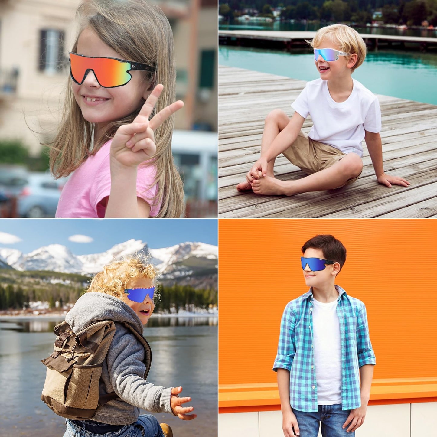 Tiokuko Kids Teens Sport Sunglasses, Polarized Baseball Sunglasses for Kids Age 6-16, UV400 Protection Youth for Cycling, Birthday Christmas Gifts for Girls Boys(TK06)