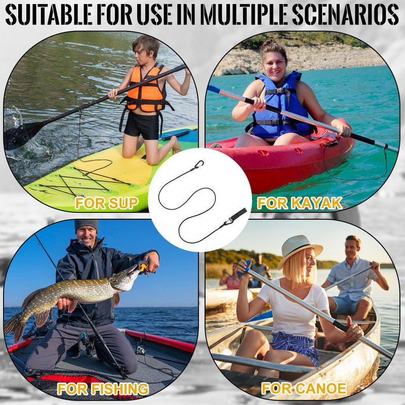 Civaner 4 Pack Kayak Paddle Leash Fishing Lanyard Kayak Fishing Accessories Kayak Paddle Cord Fishing Pole Tether Fishing Rod Straps for Fishing Tools, Rods, Paddles