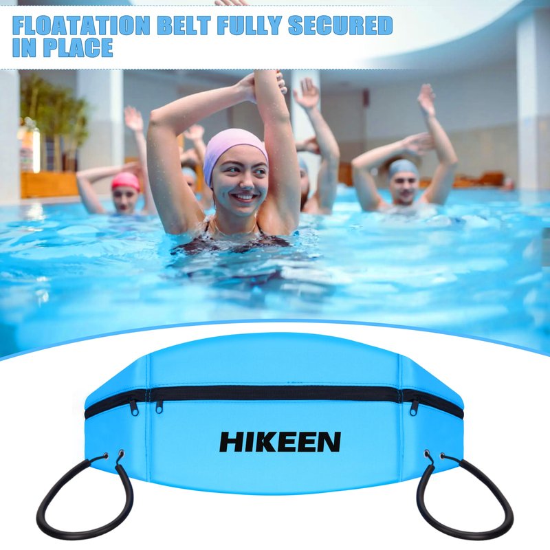 Hikeen Swim Belt for Adults,Water Aerobics Equipment with Fixing Straps and Zipped Pocket,Adults Pool Exercise Equipment for Pool Exercises and Workouts (Blue)