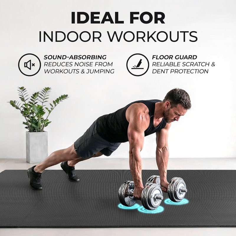 Gym Mats Set - 12 Pcs EVA Interlocking Foam Floor Tiles | 48 Sq Ft Protective Flooring for Home Workout & Exercise