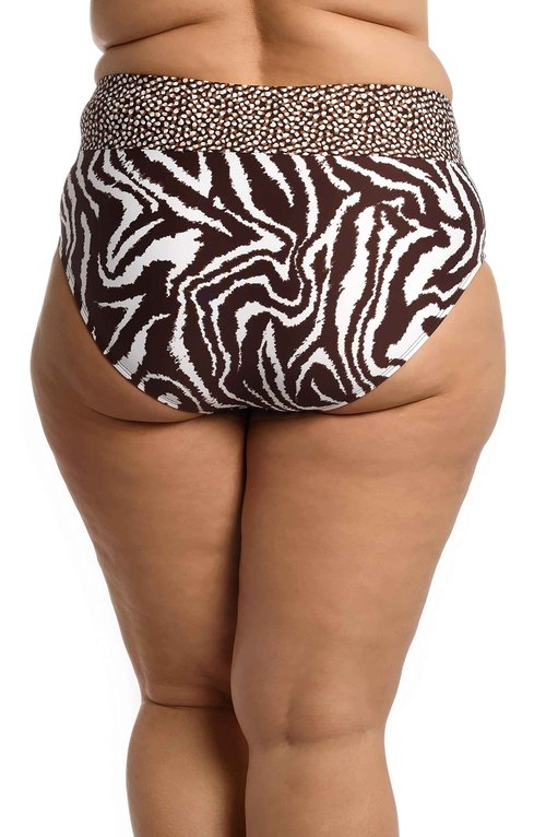 La Blanca Women's V-Front High Waist Bikini Swimsuit Bottom, Java//Fierce Lines, 10
