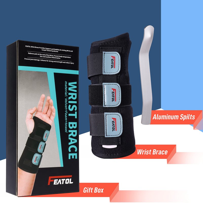 FEATOL Wrist Brace Hand Brace, Carpal Tunnel Wrist Splint Night Support for Women Men, Pain Relief Support -Tendonitis, Arthritis, Sprain, Right Hand, Small/Medium