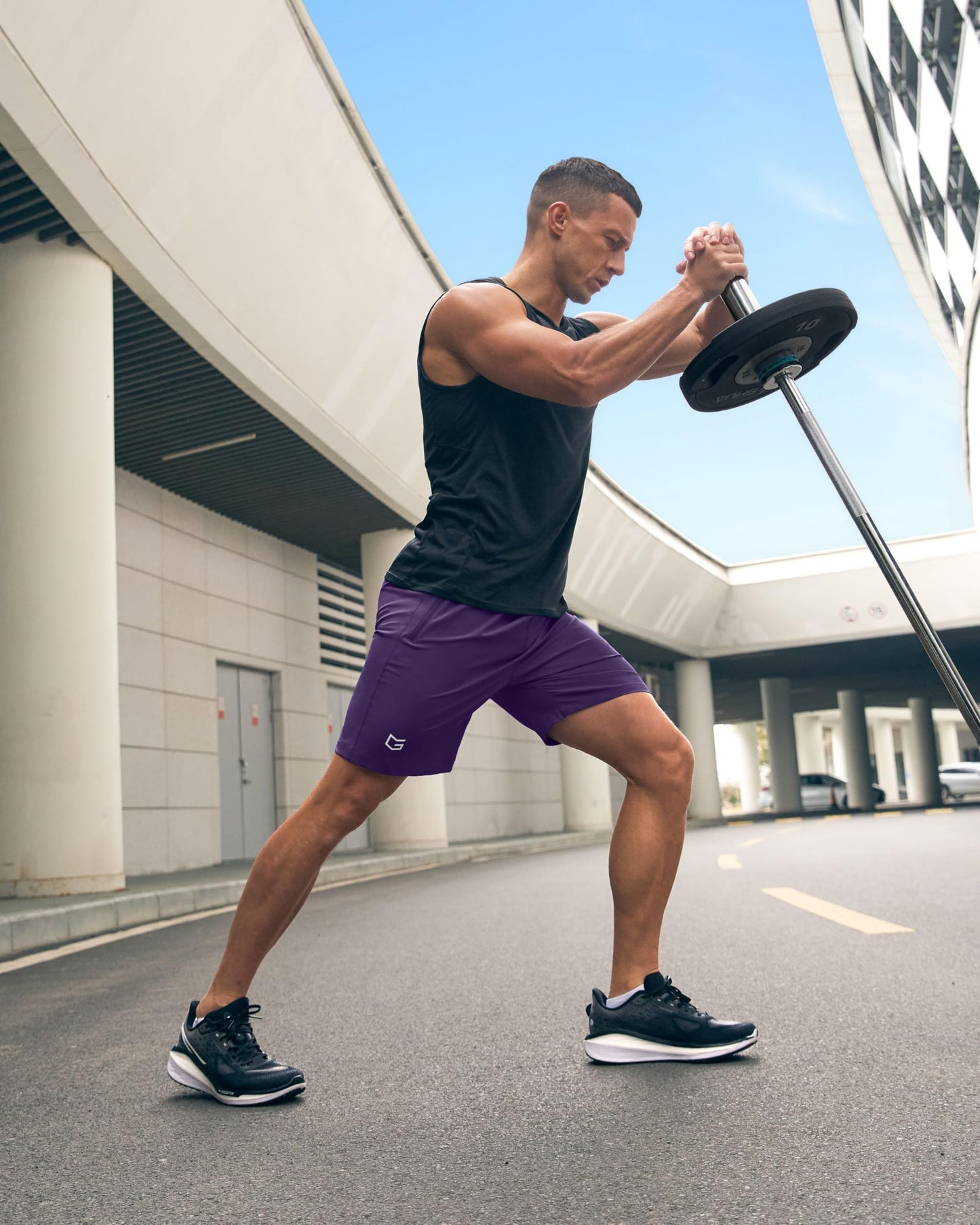 Men's Athletic Running Shorts with Zipper Pockets Quick Dry 7"/ 5"/ 9" Workout Gym Shorts for Basketball Hiking(Purple,7XXL)