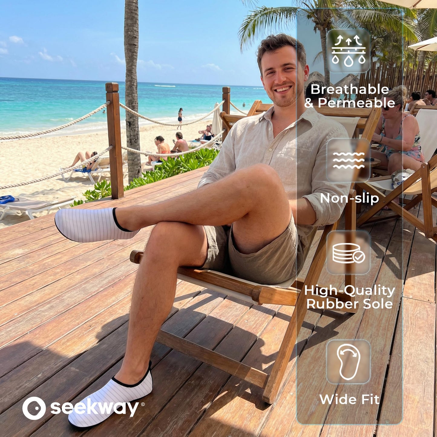 SEEKWAY Water Shoes Quick-Dry Aqua Socks Barefoot Non Slip for Beach Swim Yoga Pool Lake Surf Women Men White SK002(U)