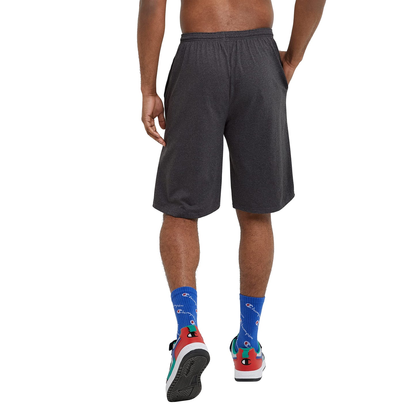 Champion Men's Lounge Shorts, Standard Fit, 9 Inch Inseam, Lightweight 100% Cotton, Available in Regular and Big & Tall, Granite Gray Heather, Large