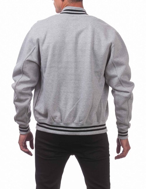 Pro Club Men's Varsity Fleece Baseball Jacket, Heather Gray/Heather Gray, 5X-Large
