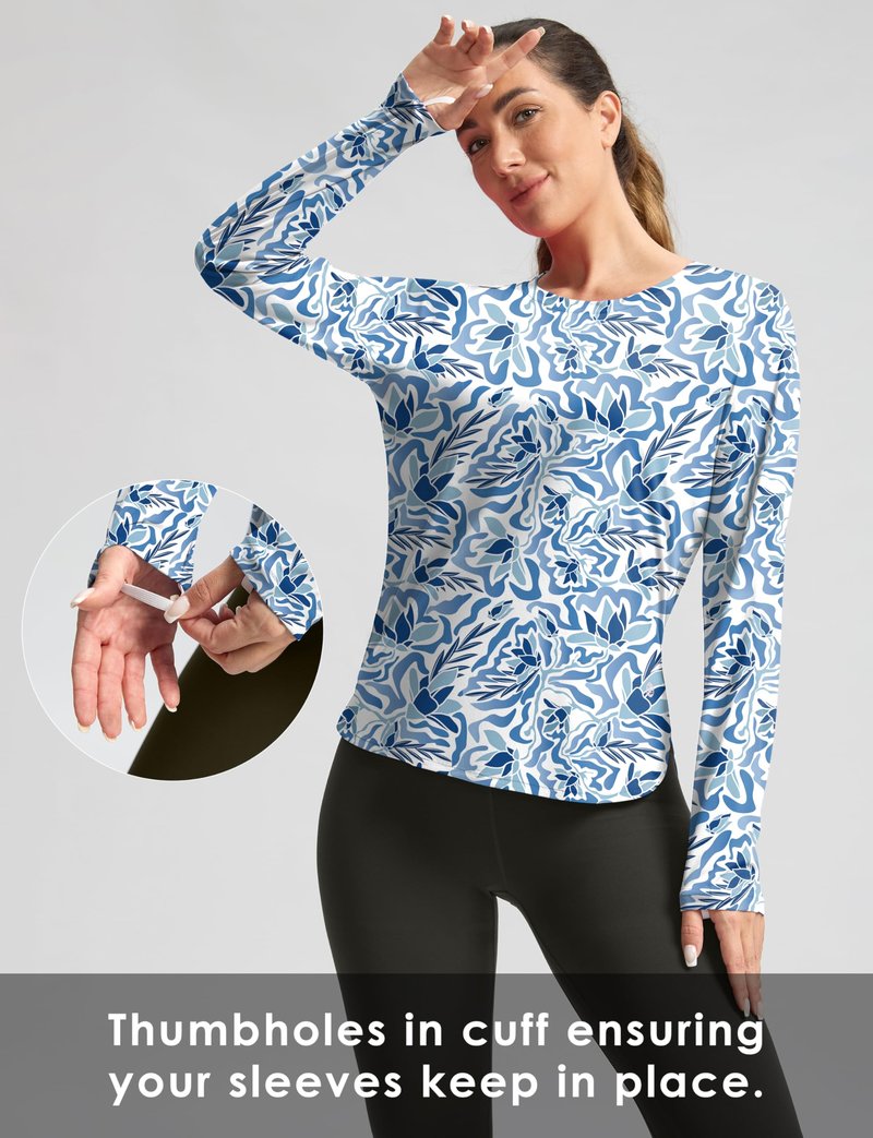 Women's Sun Shirts UPF 50+ Long Sleeve UV Protection Shirt Lightweight Quick Dry Workout Hiking Tops for Women(Peri Blue Freesia,M)