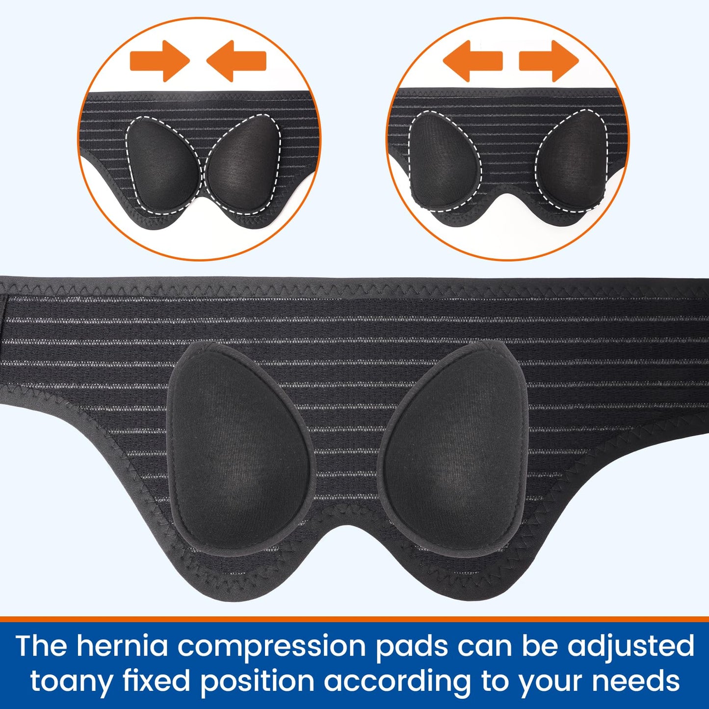 Willcom Hernia Belt for Double Inguinal, Hernia Support Truss for Men and Women, Pain Relief Recovery Adjustable Strap with 2 Removable Medical Compression Pads (Medium)