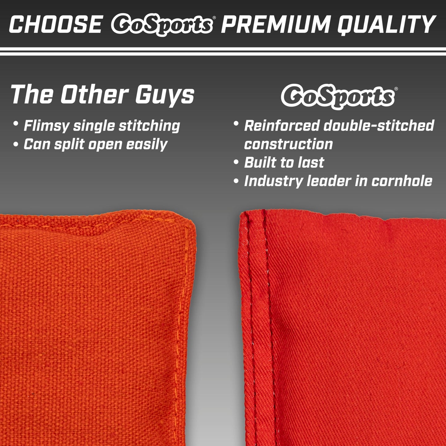 GoSports Cornhole Bean Bags Set of 4 - Regulation All Weather - Classic Gray
