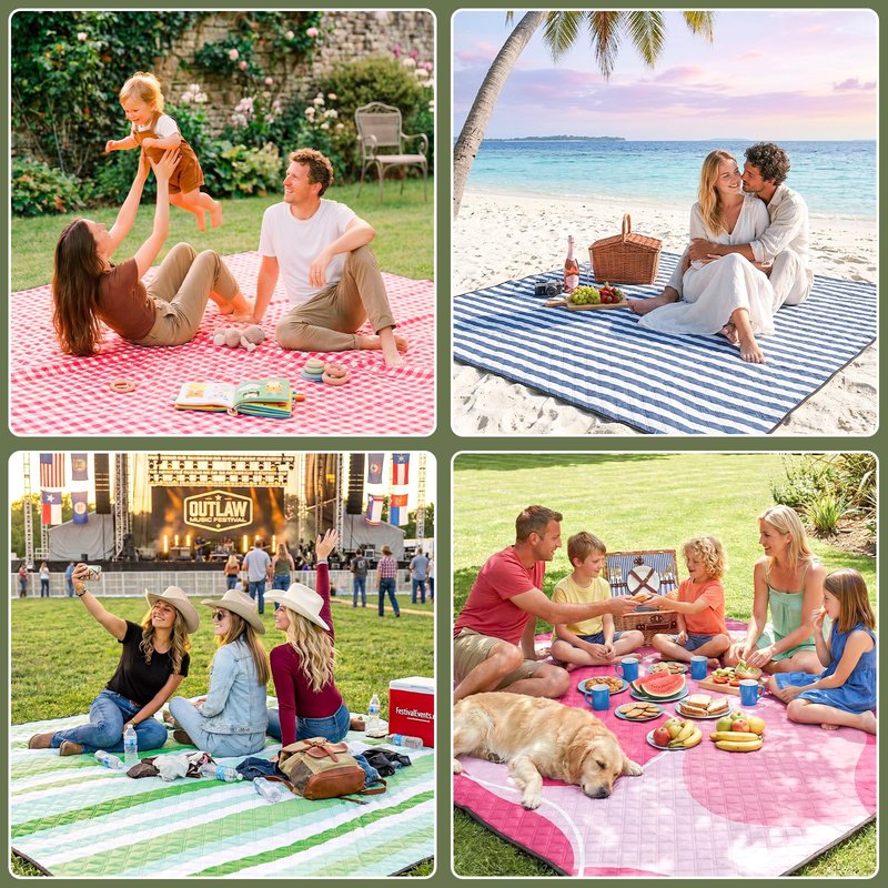 Genovega Waterproof Sandproof Beach Blanket Picnic Outdoor Mat Rug Extra Large Foldable Sand Free Big Giant XL Towel Car Essential Roadtrip Gadget Rv Accessories Gear Must Have Hiking Item Necessities