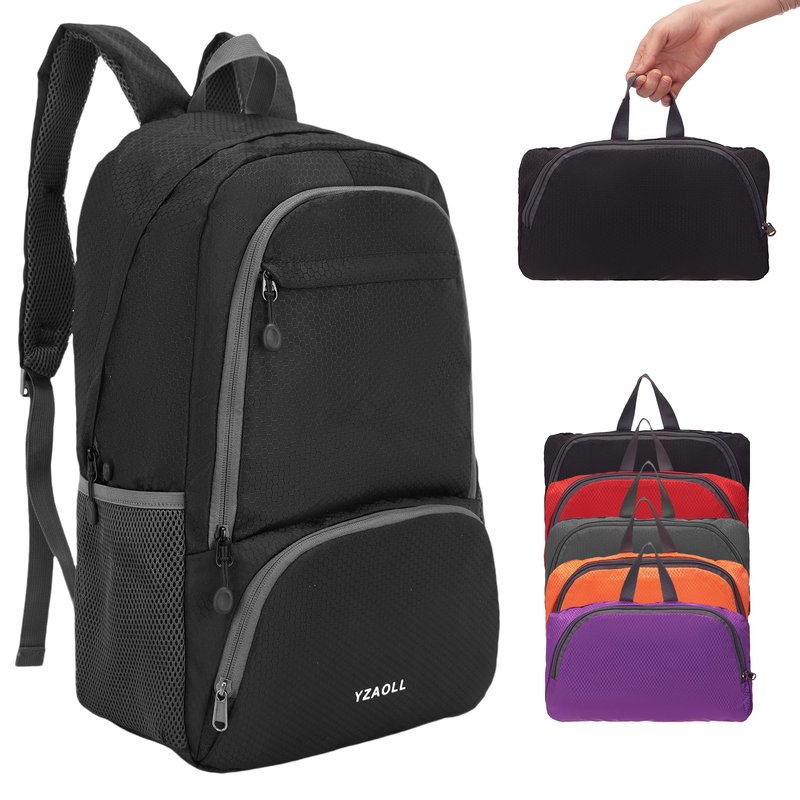 YZAOLL 30L Hiking Backpack Lightweight Day Packs, Packable Backpack for Women Men Travel Camping Vacation,Black