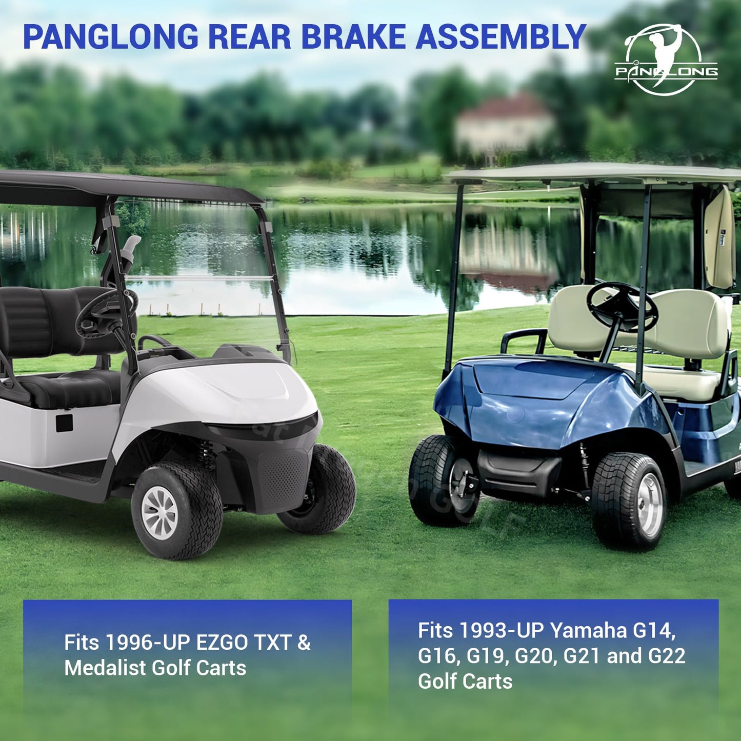 Panglong Golf Cart Brake Assembly, Fit Yamaha Rear Brake & EZGO TXT Rear Brake, Suitable for Yamaha G14,G16,G19,G20,G21,G22, EZGO TXT Medalist, OEM# 70998G01,70998-G02,JN6-F7290-03-00,JN6-F7280-03-00