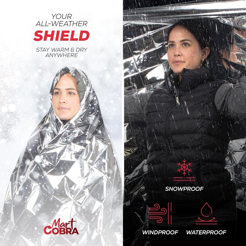 Emergency Blankets - Mylar Thermal Survival Blankets for Camping | Pack of 6