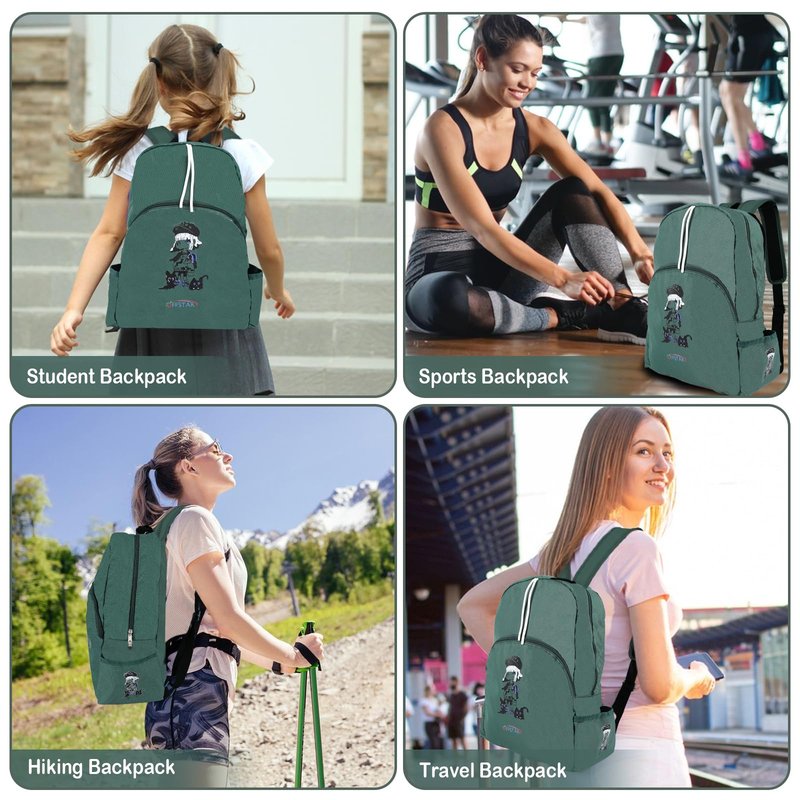 Offstar Travel Backpack, Leisure Backpack, Simple Cute Backpack, Anime Theme Bag, Sports Backpack, Suitable for Lighter Days or Weekend Outings, Military Green