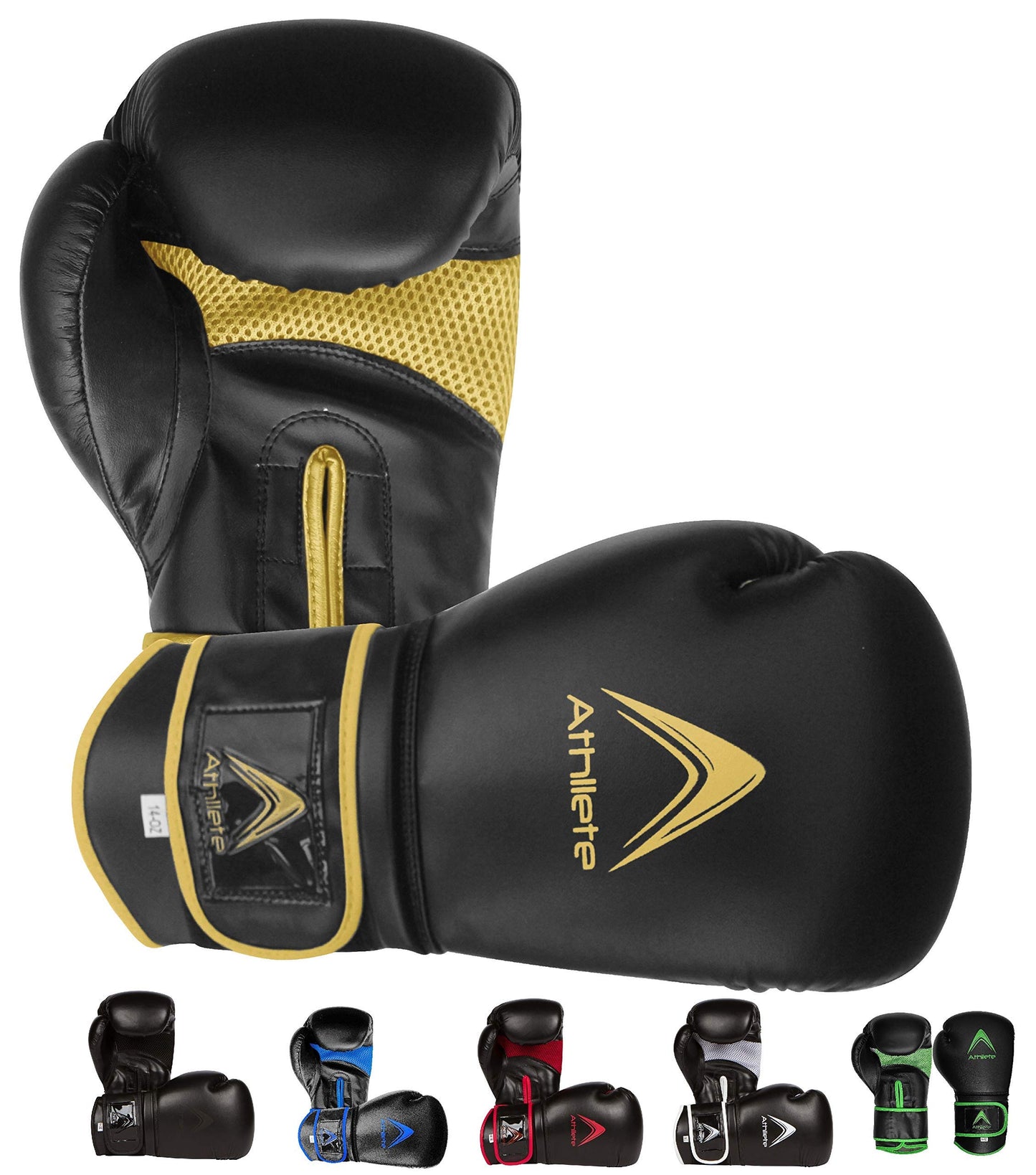 Athllete Men's Boxing Gloves - 14 oz Training & Sparring, Black/Gold