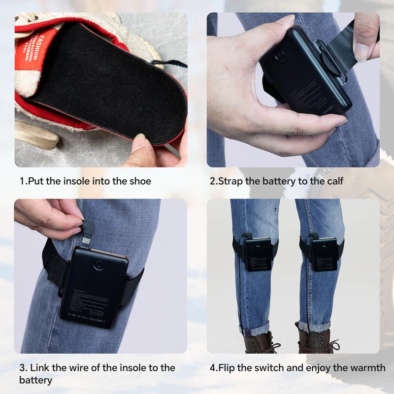Heated Insoles for Men Women, Rechargeable Electric Foot Warmers,5000mAh Battery Toe Feet Warmer Boot, Washable Cut to Size Fit Thermal Shoe Inserts for Outdoor Work, Hunting Skiing Cycling with App L
