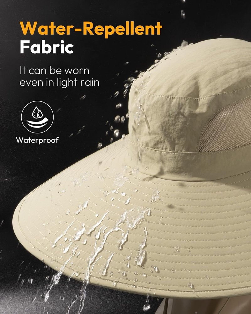 Men's Sun Hat - Super Wide Brim Waterproof Fishing & Hiking Bucket Hat | Breathable Outdoor Gear