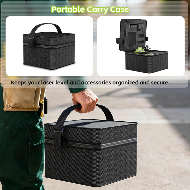 16 Line Laser Level - 360° Self-Leveling Green Laser Tool for Picture Hanging & Construction | Includes 2 Batteries, Magnetic Bracket, Remote Control