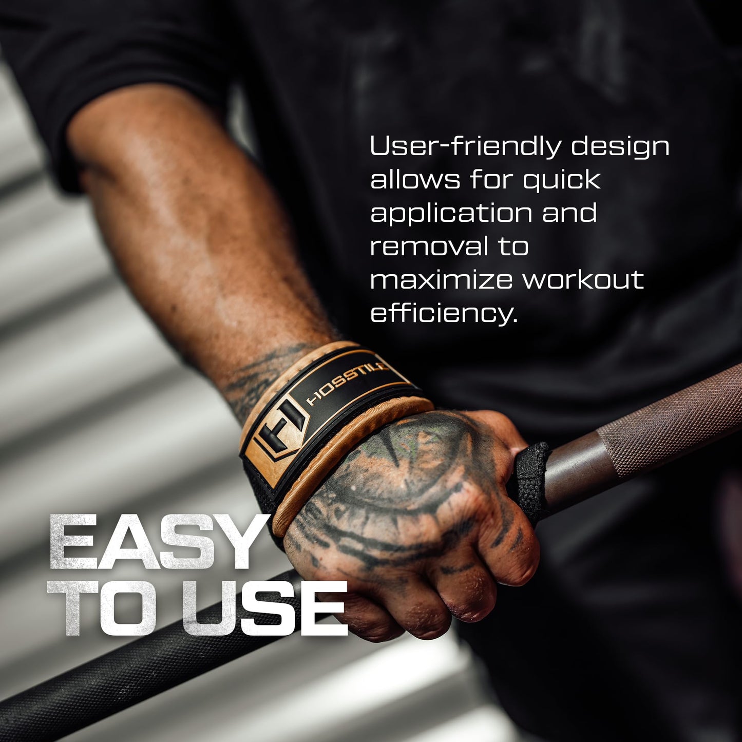 HOSSTILE Padded Lifting Wrist Straps (Pair) - Reinforced Support for Powerlifting, Bodybuilding, Gym Workouts, Strength Training, Deadlifts & Fitness Workouts - Extra Long, Durable, Adjustable
