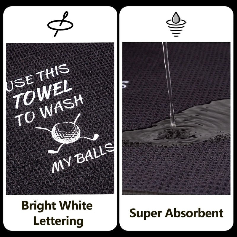Abudada Golf Towel for Men, Funny Golf Towel for Dad, Golf Towels for Golf Bag for Men with Clip, (I use This Towel to wash My Balls)
