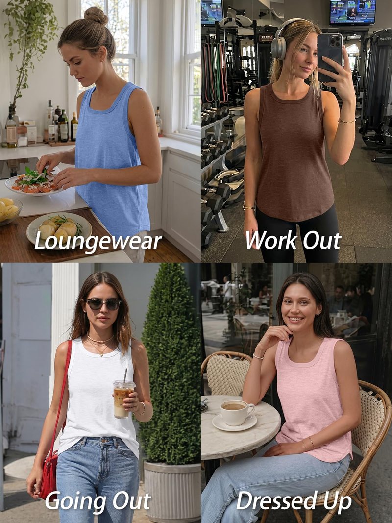 AUTOMET Womens Square Neck Tank Tops Loose Fit 2026 Summer Tops Clothes Fashion White S