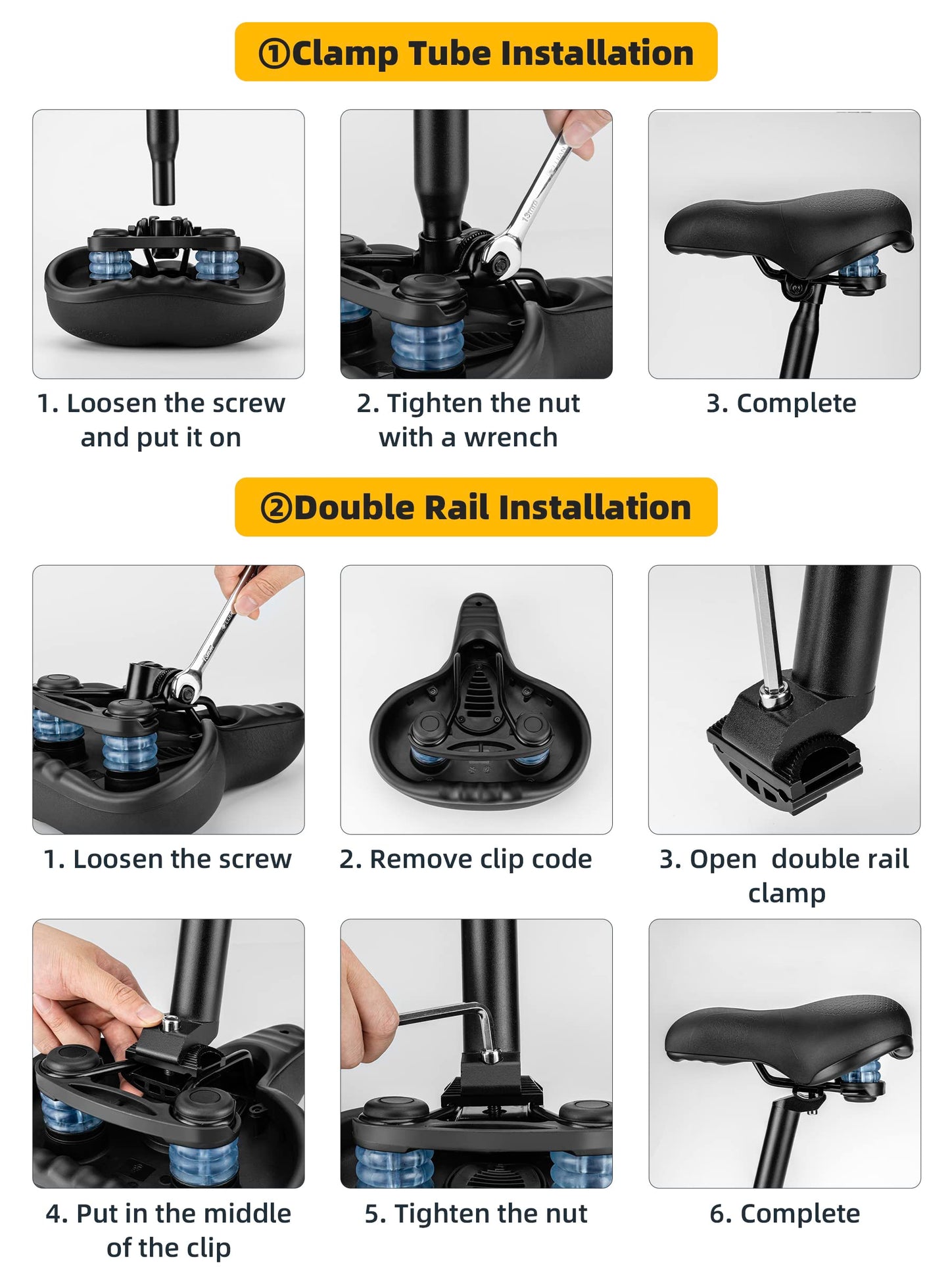 ROCKBROS Bike Seat Memory Foam Bike Saddle Comfortable Road Mountain Bike